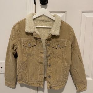 brandy melville tan corduroy jacket w/ sheep fur lining